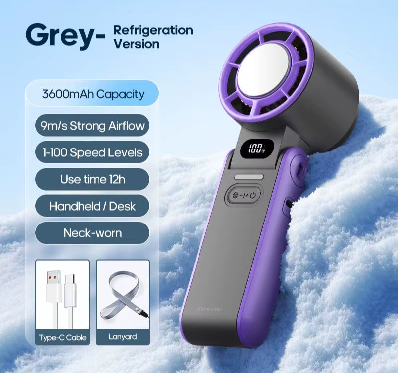 Outdoor Foldable Portable Handheld Fan Mini Cooling Rechargeable 3600Mah 100-Level Free Control High Speed Turbo Fan
