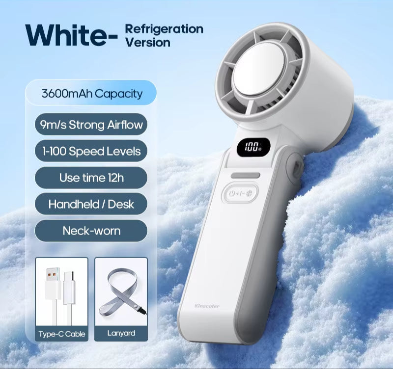 Outdoor Foldable Portable Handheld Fan Mini Cooling Rechargeable 3600Mah 100-Level Free Control High Speed Turbo Fan