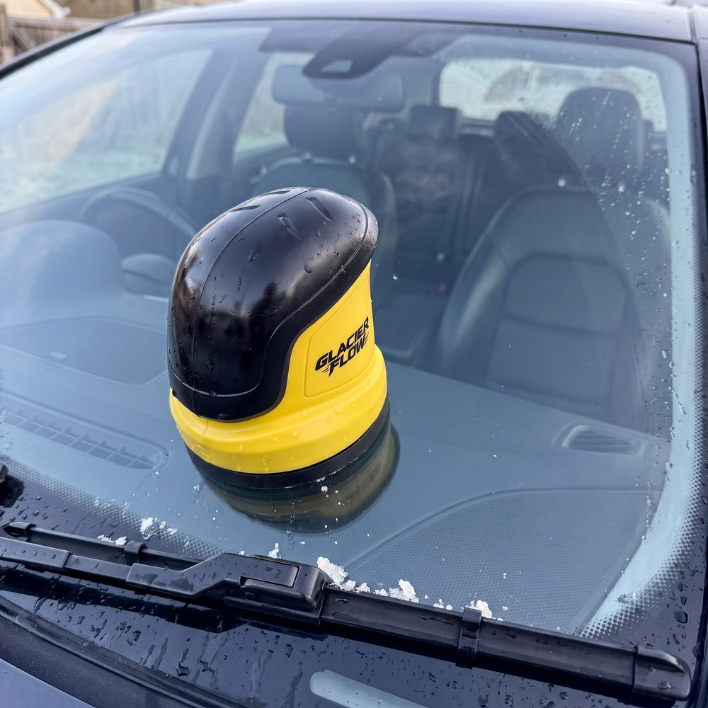 The same windshield clear after using GlacierFlow